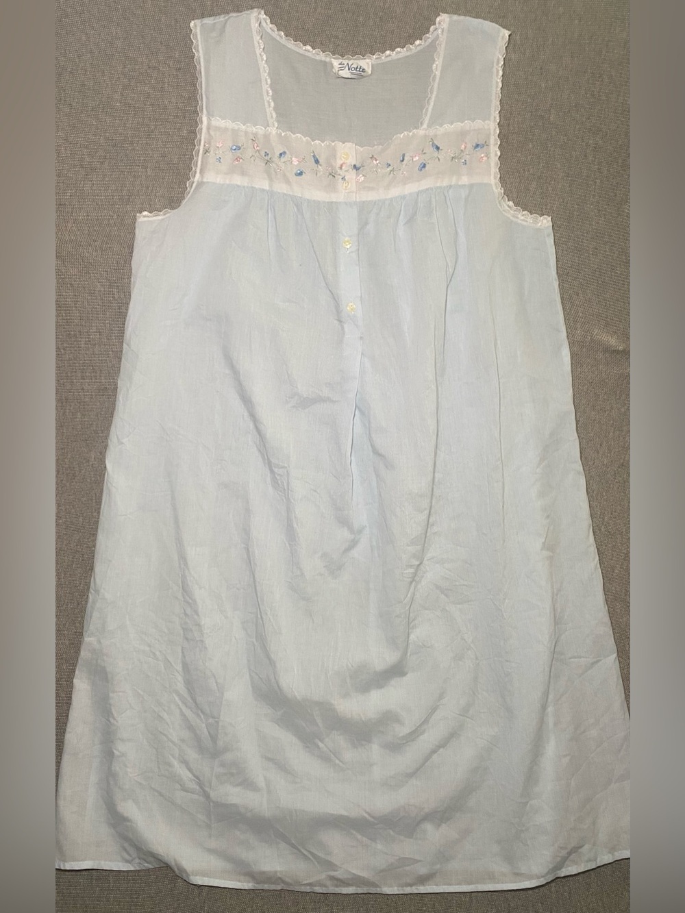Vtg Da Notte Blue Semi Sheer Nightgown Size Medium